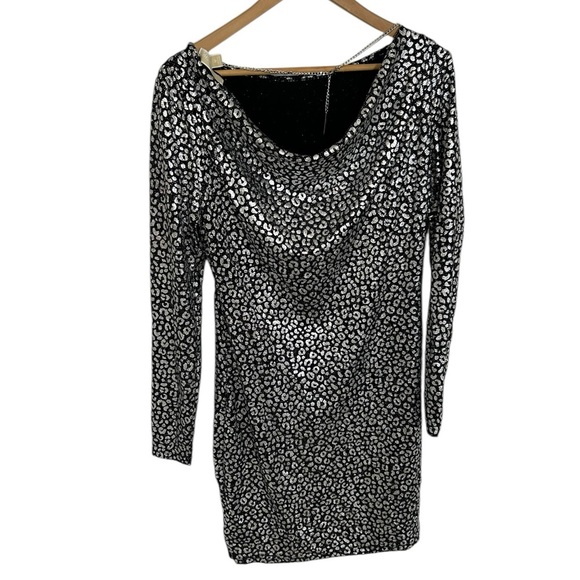 Michael Kors Metallic Leopard Dress NWT NEW REG $125 Medium Cocktail Club - Picture 11 of 13